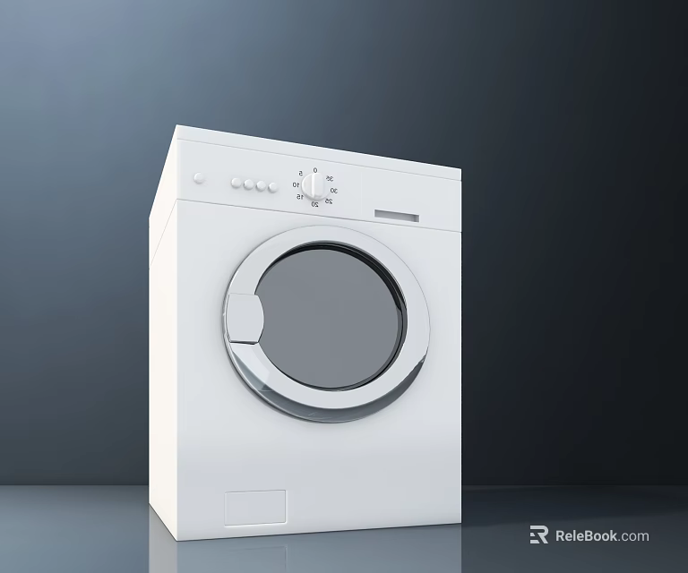 White Washing Machine With Control Panel And Round Door Modern Design 3d model 