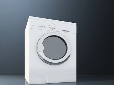 White Washing Machine With Control Panel And Round Door Modern Design 3d model