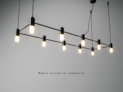 Modern Minimalist Chandelier With Linear Design And Illuminated Bulbs For Contemporary Spaces 3d model