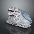 Intricate Dragon Turtle Stone Carving With Open Mouth And Scaled Body