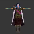 Hooded Archer Character With Red Tunic White Cloak Quiver Arm Guards And Outstretched Arms Standing Pose