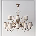 Classical Style Chandeliers With Multiple White Lampshades And Decorative Metal Frames 3d model