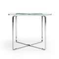 Contemporary Round Side Table With Clear Glass Top And Chrome Metal Frame Design