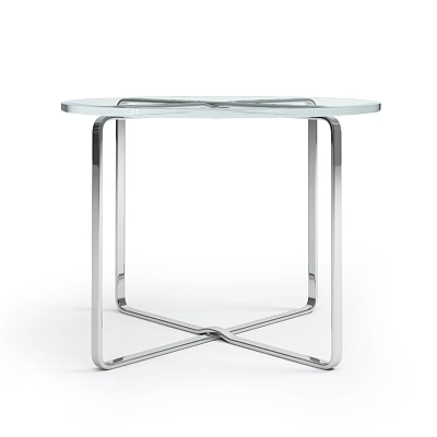 Contemporary Round Side Table With Clear Glass Top And Chrome Metal Frame Design 3d model