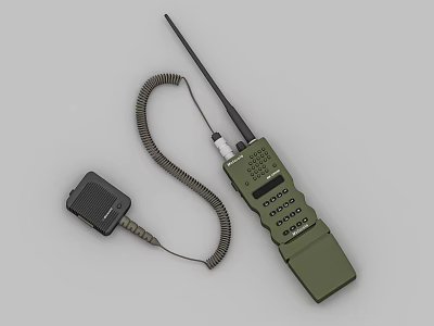 Doorbell With Green Walkie Talkie Design Coiled Cord And Black Accessory Buttons 3d model