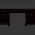 Wooden Dining Table With Green Top And Multiple Drawers Featuring Metal Handles