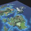 Cartoon Map Scene With Colorful Islands Diverse Terrain And Blue Ocean