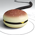 Creative Hamburger Shaped Object With Sesame Seeds And Black Hose Design 3d model