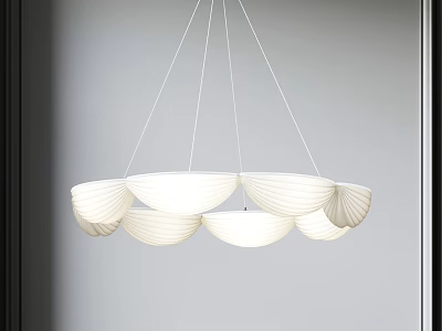 White Petal Shaped Chandelier With Multiple Hanging Shades For Modern Interior 3d model