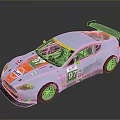 Light Blue Racing Car With 97 Number Gulf Martini Logos And Rear Wing