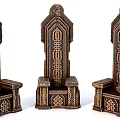 Single Chair With Intricate Carvings Vintage Ornate Design And Symmetrical Patterns