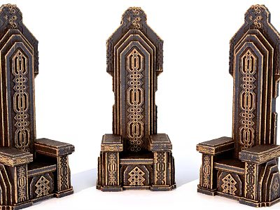 Single Chair With Intricate Carvings Vintage Ornate Design And Symmetrical Patterns 3d model