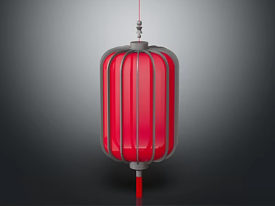 Traditional Red Lantern Furniture With Gray Frame And Hanging Design For Home Interior 3d model