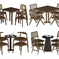 Log style leisure table and chair combination 3d model
