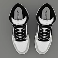 White Gray Black High Top Sports Sneakers with Modern Lace Up Design and Style