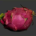 Fresh Ripe Dragon Fruit With Vibrant Pink Skin And Green Leafy Tips On Dark Background