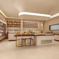 Spacious Dessert Shop Interior With Display Cases Shelves And Fresh Dessert Displays