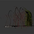 Curved Twig And Vine Structure With Green Plants On Dark Ground