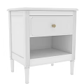 Stylish White Bedside Table With Single Drawer Brass Knob And Open Shelf 3d model