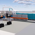 Automated Warehouse Logistics System With Conveyor Belts Cargo Boxes And Mechanical Arms 3d model