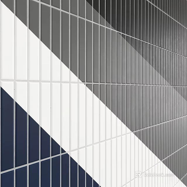 Geometric Tile Components With White Gray And Navy Blue Rectangular Patterns 3d model