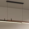Modern Minimalist Pendant Light With Wooden Metal Long Strip Bright Lighting For Dining Table