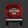 Red Classic Fire Truck with Number 18 White Stripes Six Wheels And Roof Equipment