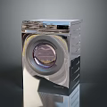 Modern Front Loading Washing Machine With Stainless Steel Design And Transparent Door