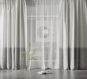 Modern Curtain Fabric Curtain 3d model