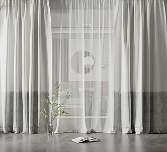 Modern Curtain Fabric Curtain 3d model