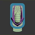 Colorful 3D Decorative Mask Model With Curved Patterns And Step Base