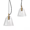 Modern Chandeliers With Transparent Glass Shades Brass Bases And Black Hanging Cords