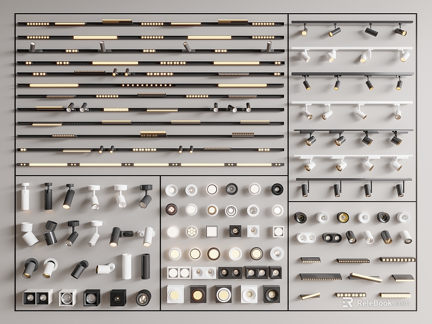 Modern Downlights And Spotlights Various Styles For Home Ceiling Lighting Fixtures 3d model 