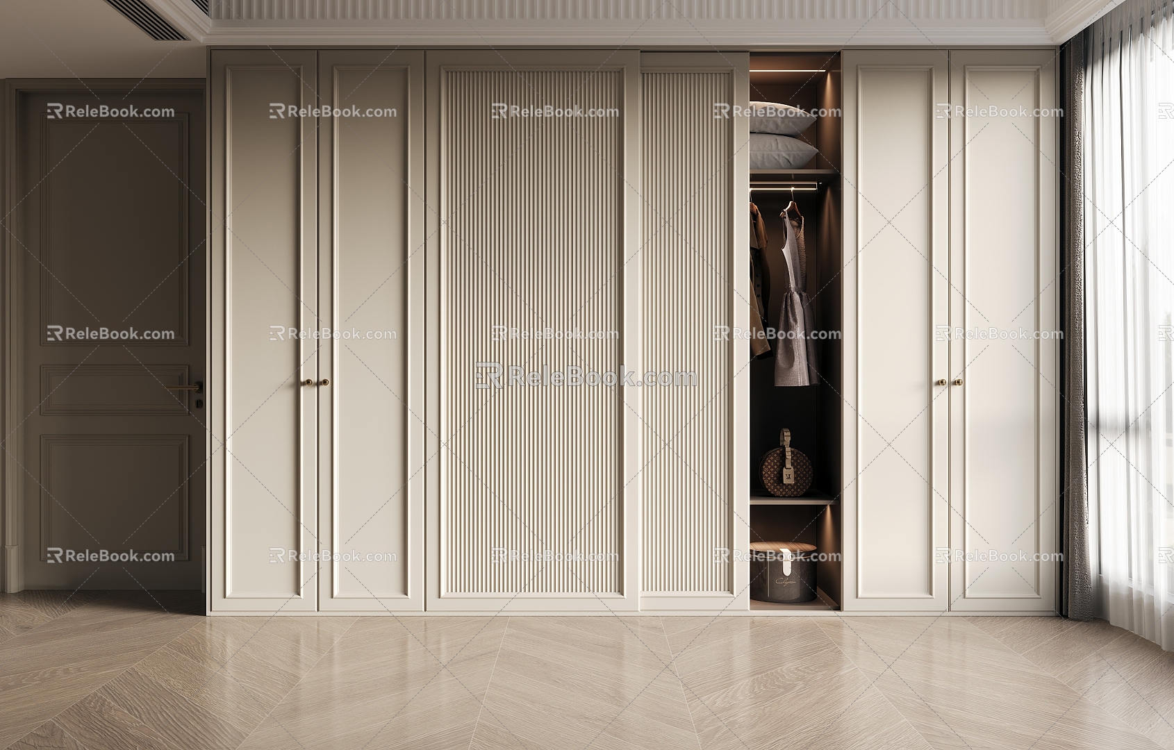 Jane's Cream Air sliding door wardrobe Cream sliding door wardrobe 3d model