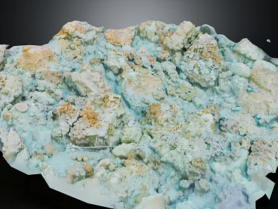 Scenic Garden Landscape Featuring Blue White Yellow Rocks With Crystalline Rough Surface 3d model