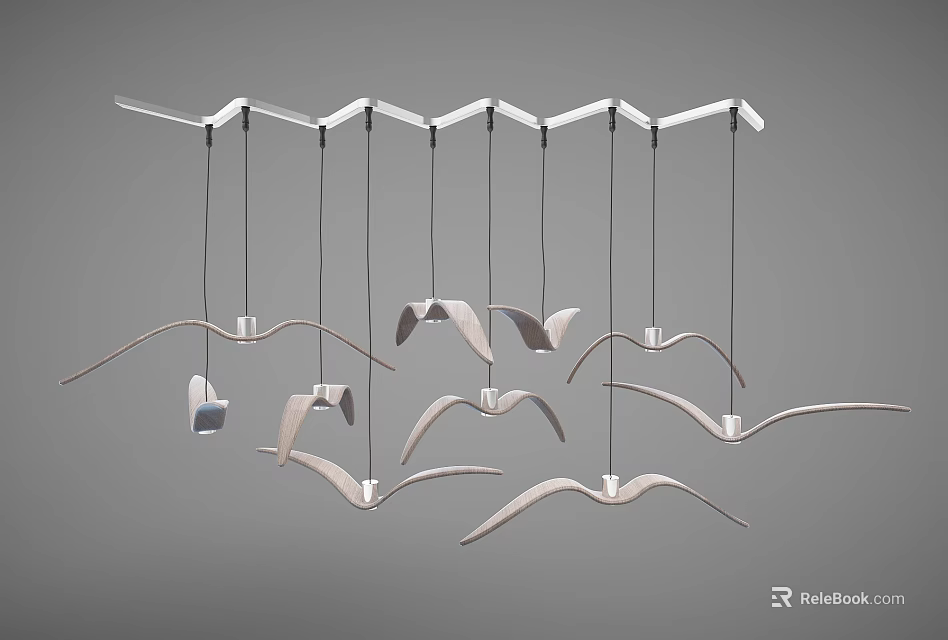 Modern Chandelier With Unique Curved Metal Arms And Sleek Hanging Design For Contemporary Spaces 3d model 