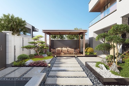 Modern courtyard landscape 3d model