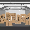 Old Roots New Routes Themed Exhibition Hall Featuring Wooden Panels And Photo Displays