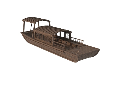 wooden boat 3d model