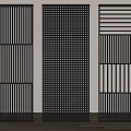 Modern Decorative Room Dividers With Slatted Grid And Striped Pattern Designs 3d model