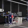 Industrial Process Equipment Setup With Pipes Valves Control Panels And Components
