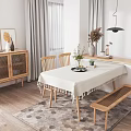 Nordic Dining Table and Chair Combination Dining Table and Chair 3d model