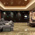 Luxury SPA Sauna Interior With Grey Massage Chairs Peacock Feather Wall And Marble Floor