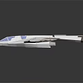 Modern White Airplane Model With Wooden Pattern Wings And Blue Tail Details