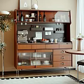 Modern Silent Sideboard Locker Coffee Machine Wine Bottle Wine Glass Ornaments Combination 3d model
