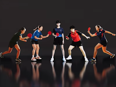 2D Modern Sports People Table Tennis Characters Table Tennis Sports Table Tennis Beauty Sports Characters Fashion Sportswear 3d model