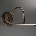 Modern Brushed Brass Wall Sconce With Curved Arm And Long Bar Shade