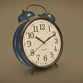 Vintage Alarm Clock With Blue Case Double Bells White Dial And Black Numbers