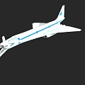 Sleek White Supersonic Passenger Jet With Blue Stripes And Sharp Nose Design