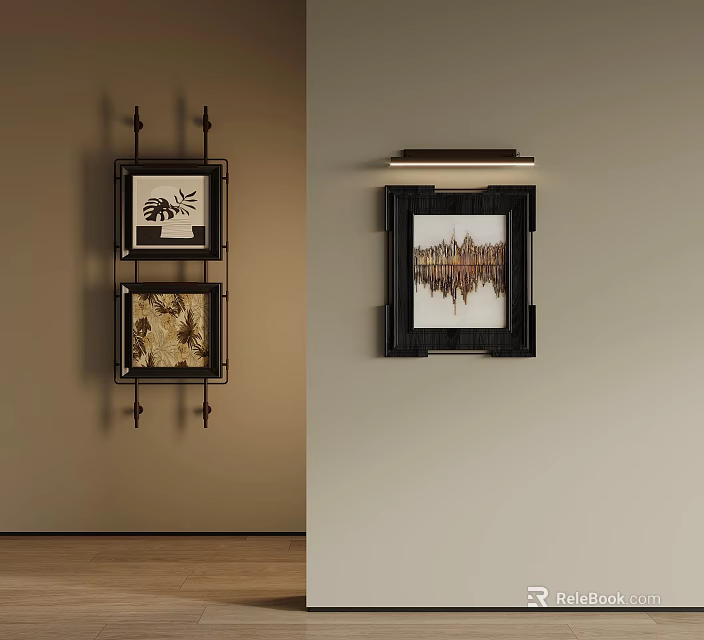 Stylish Home Wall Decorative Paintings With Framed Artwork And Unique Design Patterns 3d model